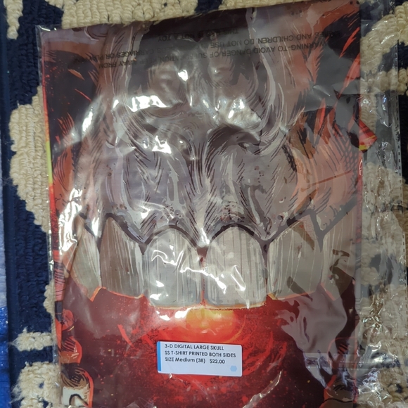 BIKER SKULL SKELETON 3-D FLAMES FIRE GOTHIC PUNK ROCK T-SHIRT SIZE MEDIUM (38) - Picture 7 of 7